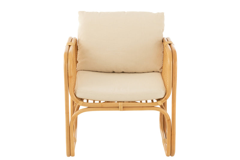 Arm Chair+Cushion Rattan/Textile Natural/White - Majorr