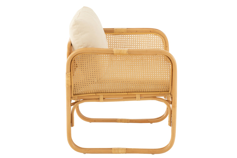 Arm Chair+Cushion Rattan/Textile Natural/White - Majorr