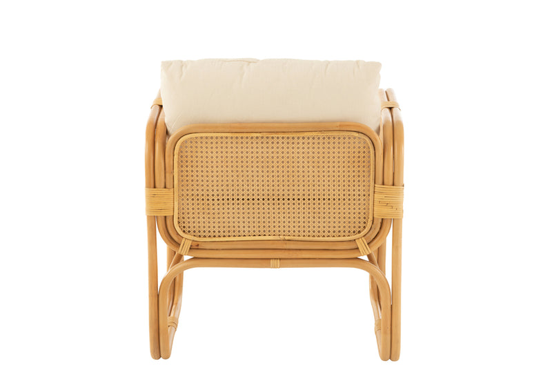 Arm Chair+Cushion Rattan/Textile Natural/White - Majorr