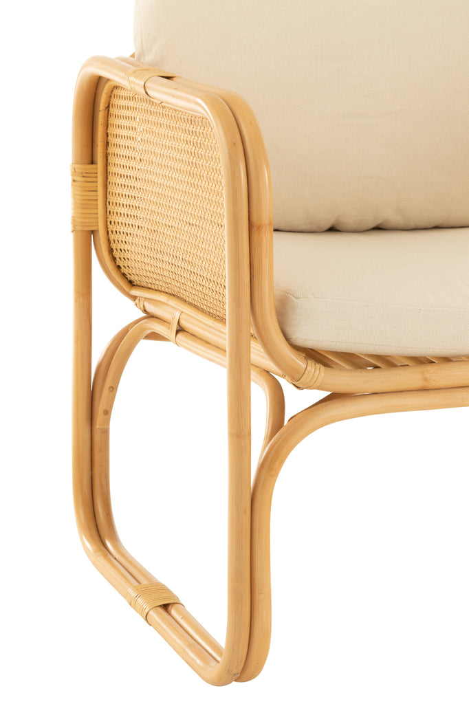 Arm Chair+Cushion Rattan/Textile Natural/White - Majorr