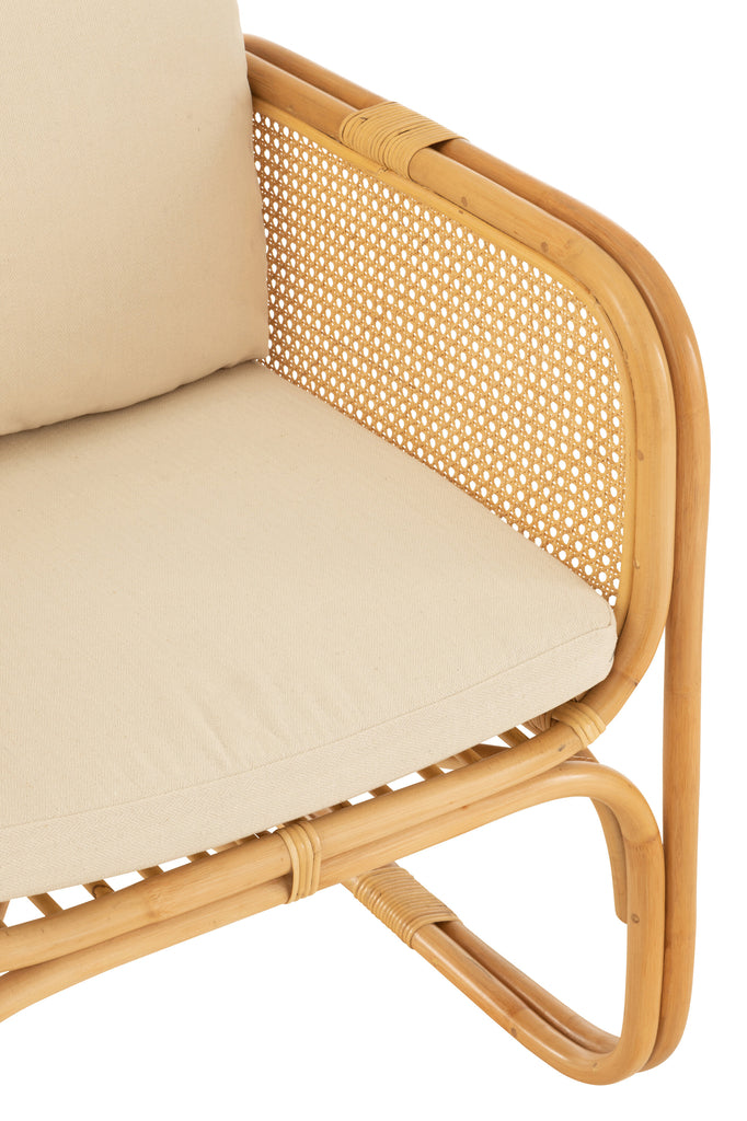 Arm Chair+Cushion Rattan/Textile Natural/White - Majorr