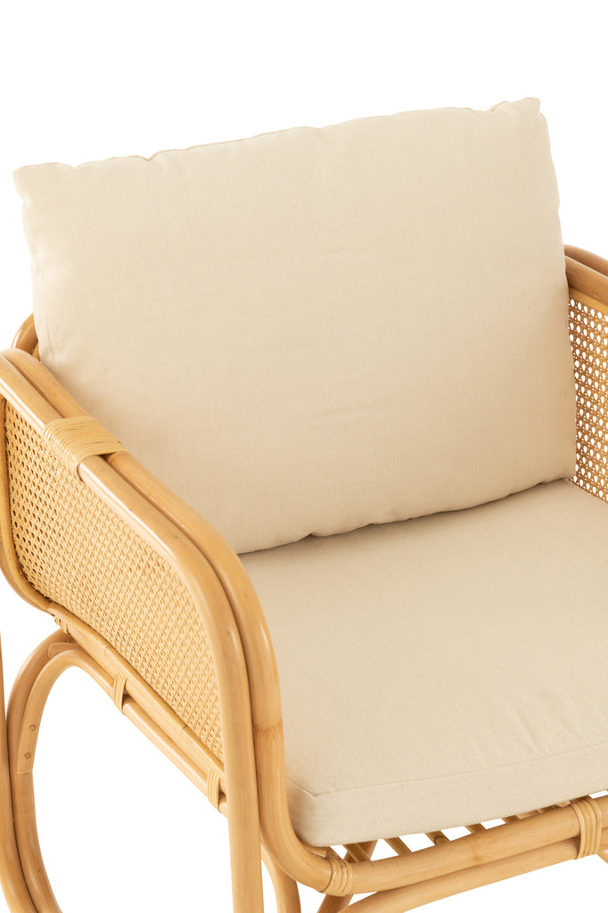 Arm Chair+Cushion Rattan/Textile Natural/White - Majorr
