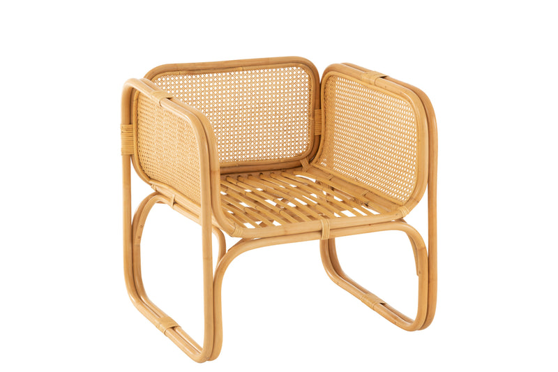 Arm Chair+Cushion Rattan/Textile Natural/White - Majorr