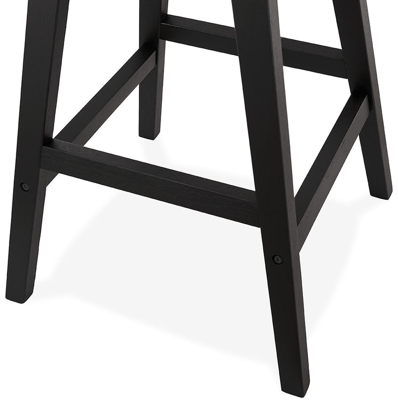 Halfhoge barkruk 'ASPEN MINI' in bruine microfiber en poten in zwart hout - Majorr