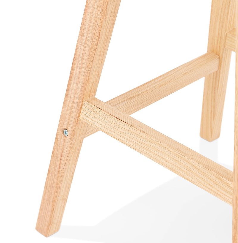 Halfhoge barkruk 'ASPEN MINI' in bruine microfiber en poten in hout met natuurlijke afwerking - Majorr
