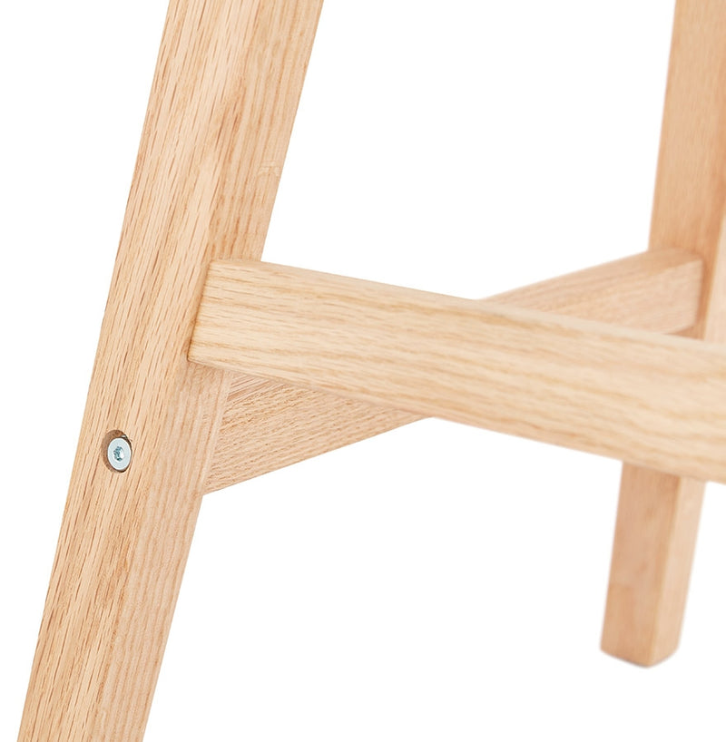 Halfhoge kruk 'ASPEN MINI' van grijze microvezel en poten van natuurlijk hout - Majorr