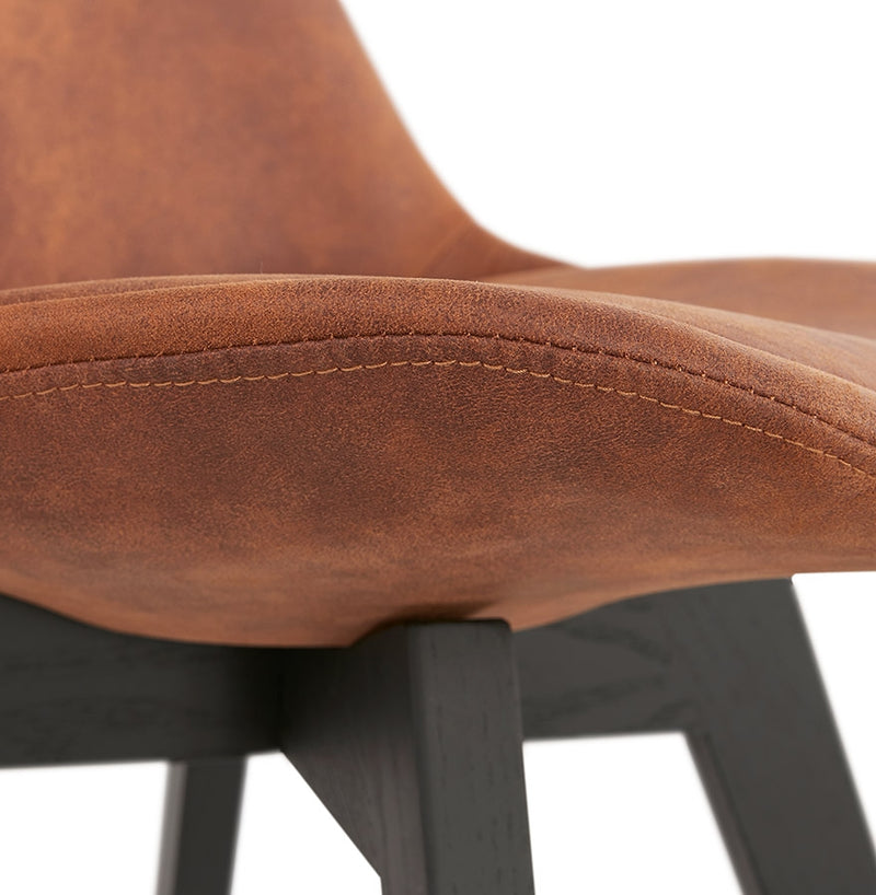 Stoel in bruine microfiber 'AXEL' met structuur in zwart hout - Majorr
