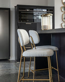 Counterstoel Xenia white bouclé / brushed gold - Majorr