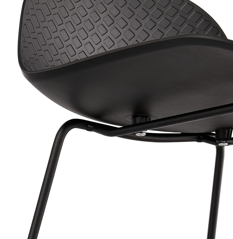 Design barkruk 'BABYLOS' zwart industriële stijl met zwart metalen voeten - Majorr