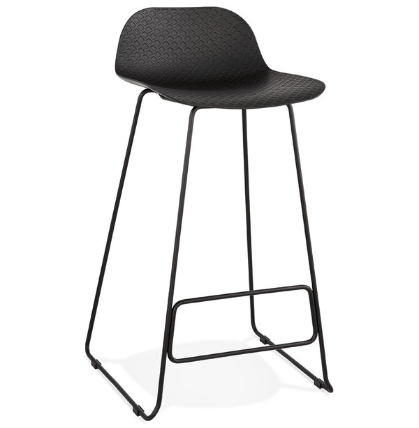 Design barkruk 'BABYLOS' zwart industriële stijl met zwart metalen voeten - Majorr