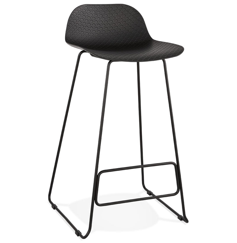 Design barkruk 'BABYLOS' zwart industriële stijl met zwart metalen voeten - Majorr