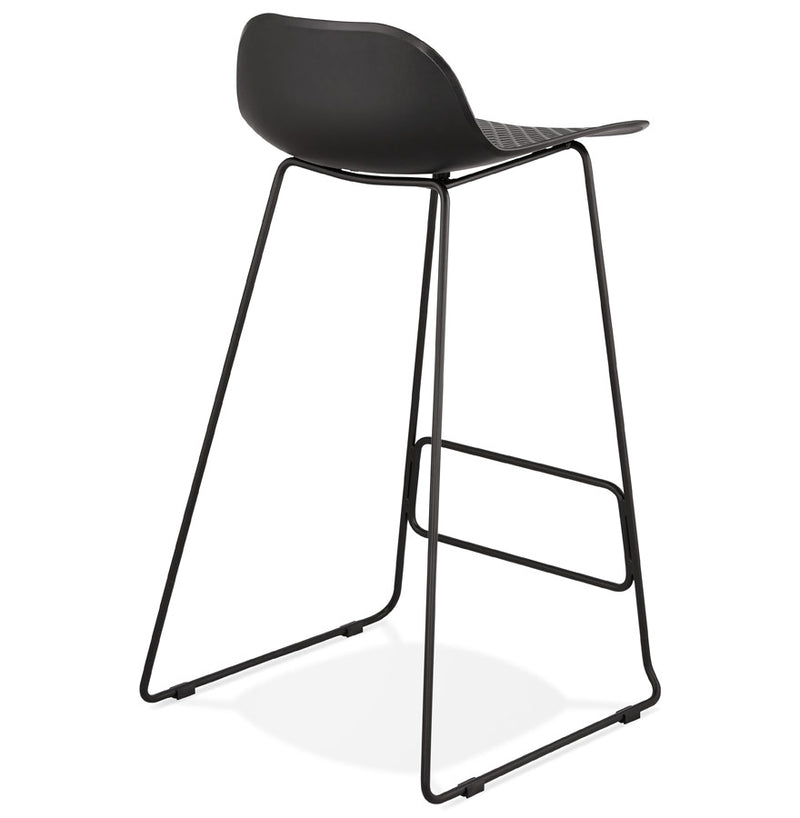Design barkruk 'BABYLOS' zwart industriële stijl met zwart metalen voeten - Majorr