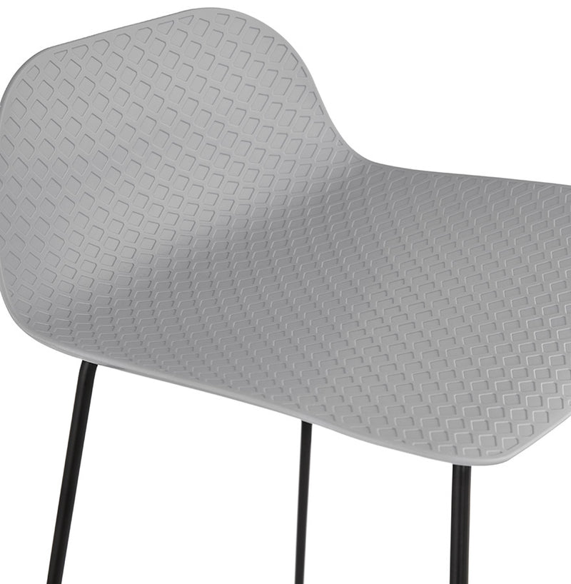 Design barkruk 'BABYLOS' grijs industriële stijl met zwart metalen voeten - Majorr