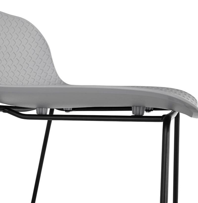 Design barkruk 'BABYLOS' grijs industriële stijl met zwart metalen voeten - Majorr