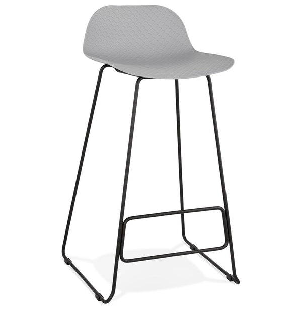 Design barkruk 'BABYLOS' grijs industriële stijl met zwart metalen voeten - Majorr