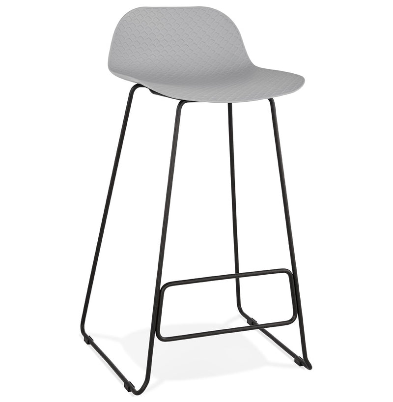 Design barkruk 'BABYLOS' grijs industriële stijl met zwart metalen voeten - Majorr