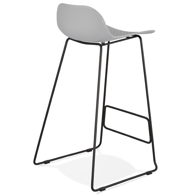 Design barkruk 'BABYLOS' grijs industriële stijl met zwart metalen voeten - Majorr