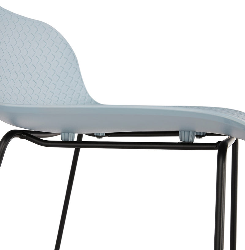 Halfhoge kruk 'BABYLOS MINI' blauw industriële stijl met zwart metalen voeten - Majorr