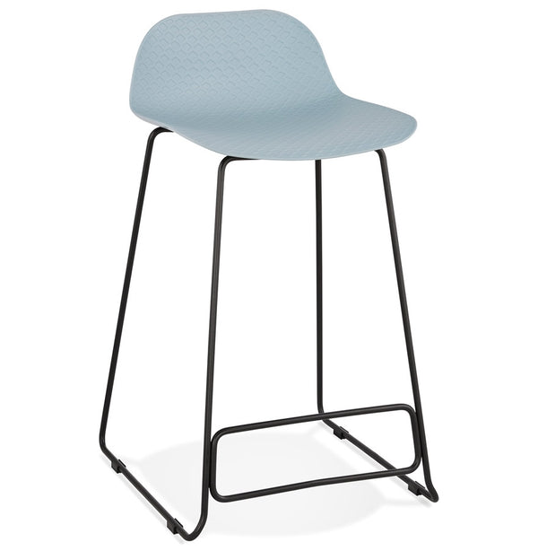 Halfhoge kruk 'BABYLOS MINI' blauw industriële stijl met zwart metalen voeten - Majorr