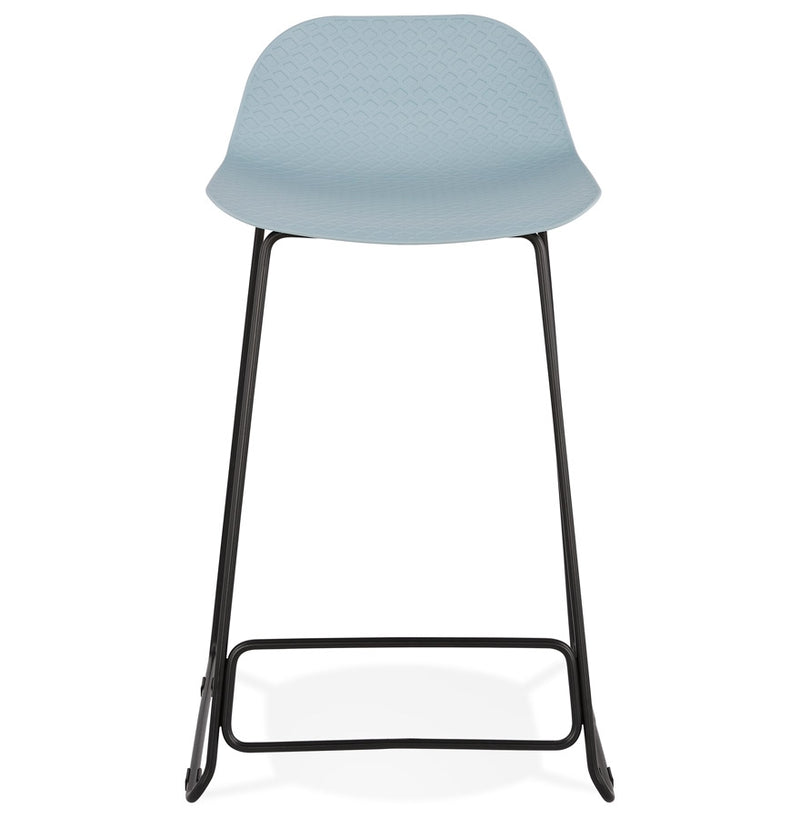 Halfhoge kruk 'BABYLOS MINI' blauw industriële stijl met zwart metalen voeten - Majorr