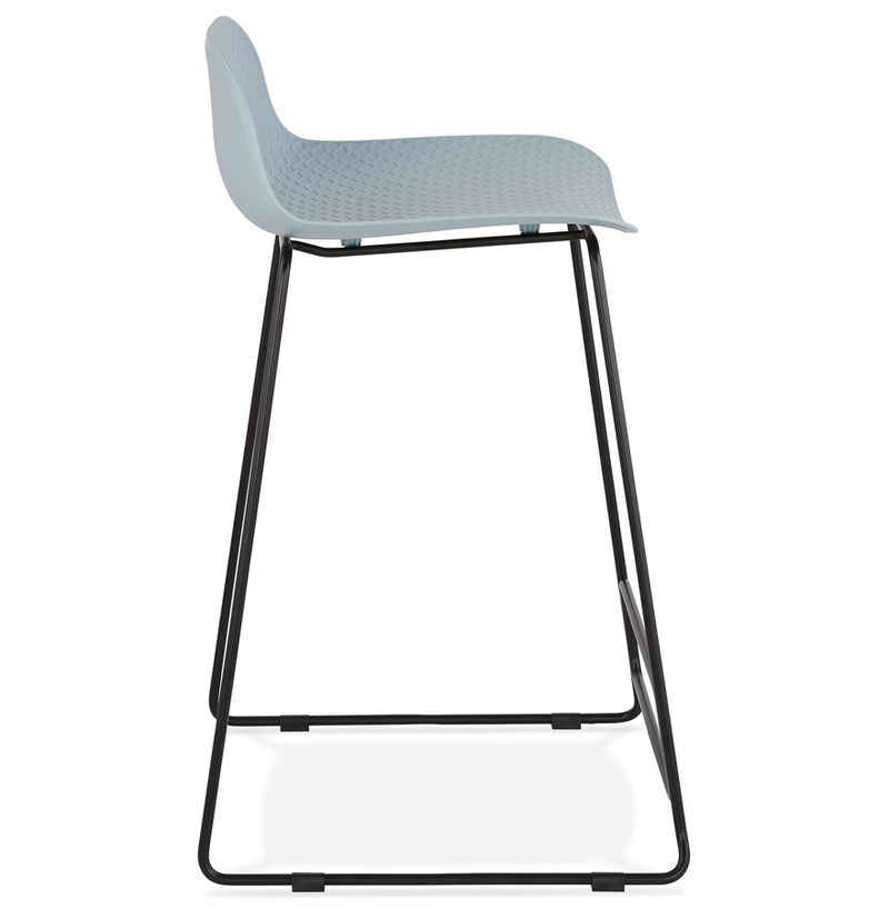 Halfhoge kruk 'BABYLOS MINI' blauw industriële stijl met zwart metalen voeten - Majorr