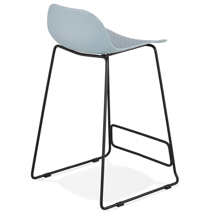 Halfhoge kruk 'BABYLOS MINI' blauw industriële stijl met zwart metalen voeten - Majorr