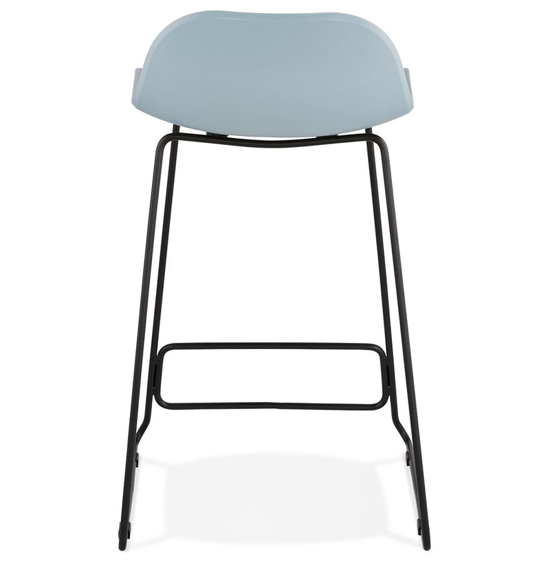 Halfhoge kruk 'BABYLOS MINI' blauw industriële stijl met zwart metalen voeten - Majorr