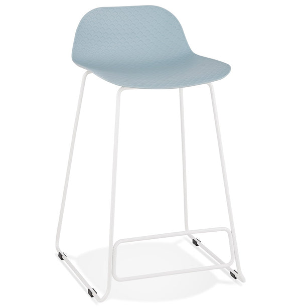 Halfhoge kruk 'BABYLOS MINI' blauw met wit metalen voeten - Majorr