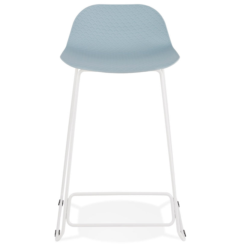 Halfhoge kruk 'BABYLOS MINI' blauw met wit metalen voeten - Majorr
