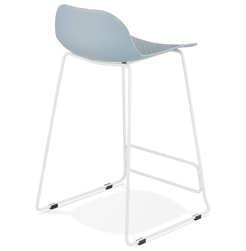 Halfhoge kruk 'BABYLOS MINI' blauw met wit metalen voeten - Majorr