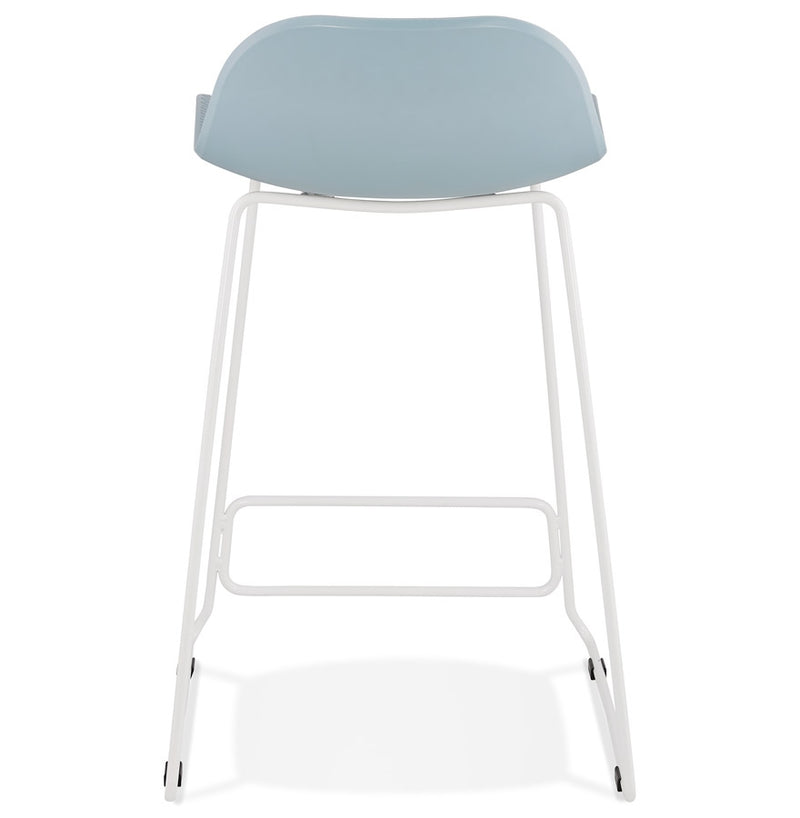 Halfhoge kruk 'BABYLOS MINI' blauw met wit metalen voeten - Majorr