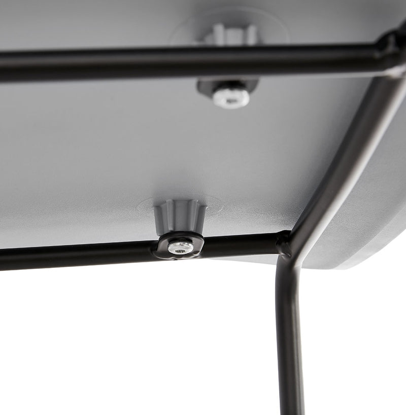 Halfhoge kruk 'BABYLOS MINI' grijs industriële stijl met zwart metalen voeten - Majorr