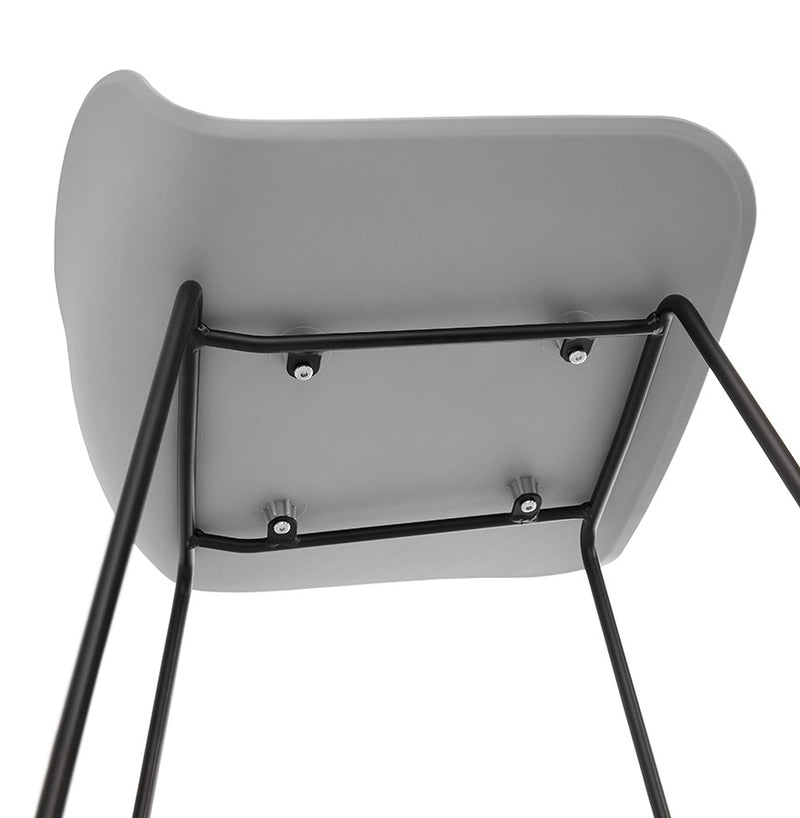 Halfhoge kruk 'BABYLOS MINI' grijs industriële stijl met zwart metalen voeten - Majorr