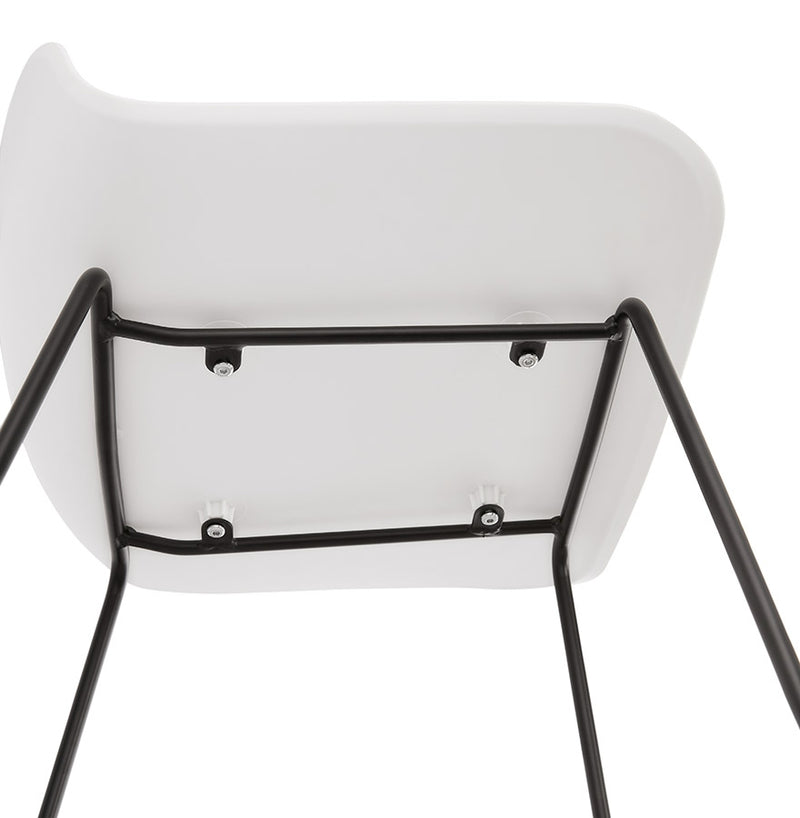 Design barkruk 'BABYLOS' wit industriële stijl met zwart metalen voeten - Majorr