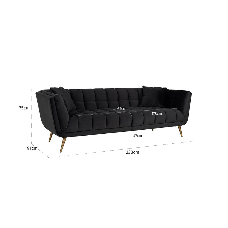 Bank Huxley Antraciet velvet / Brushed gold - Majorr