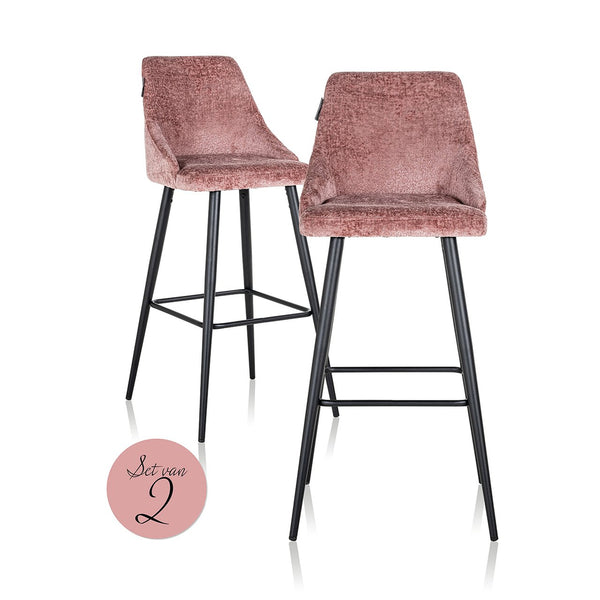 Bar stoel Brooke rose chenille (set van 2) (Bergen 705 rose chenille) - Majorr