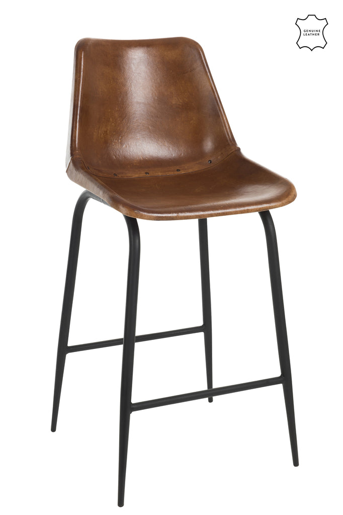 Bar Stool Leather/Metal Brown - Majorr