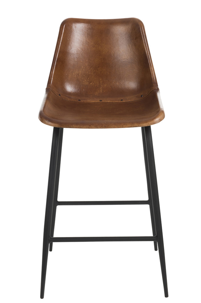 Bar Stool Leather/Metal Brown - Majorr