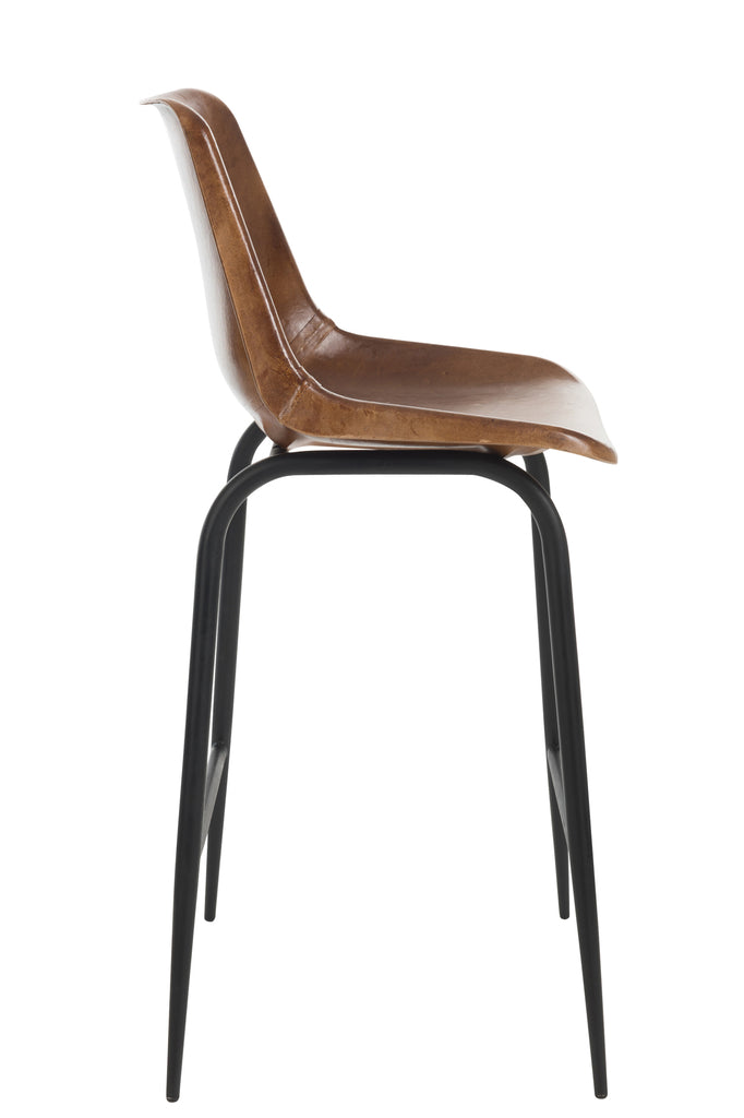 Bar Stool Leather/Metal Brown - Majorr