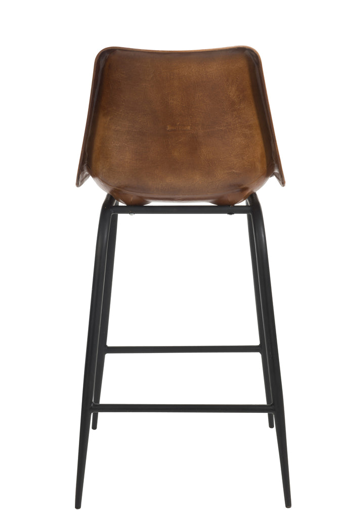 Bar Stool Leather/Metal Brown - Majorr