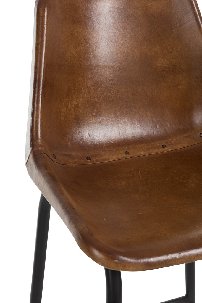 Bar Stool Leather/Metal Brown - Majorr