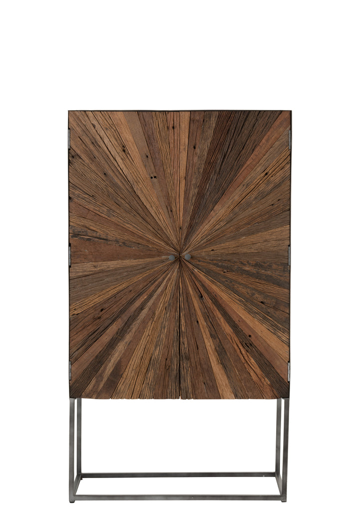 Bar Cabinet Shanil 2 Doors Wood/Iron Natural/Grey