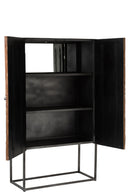 Bar Cabinet Shanil 2 Doors Wood/Iron Natural/Grey - Majorr
