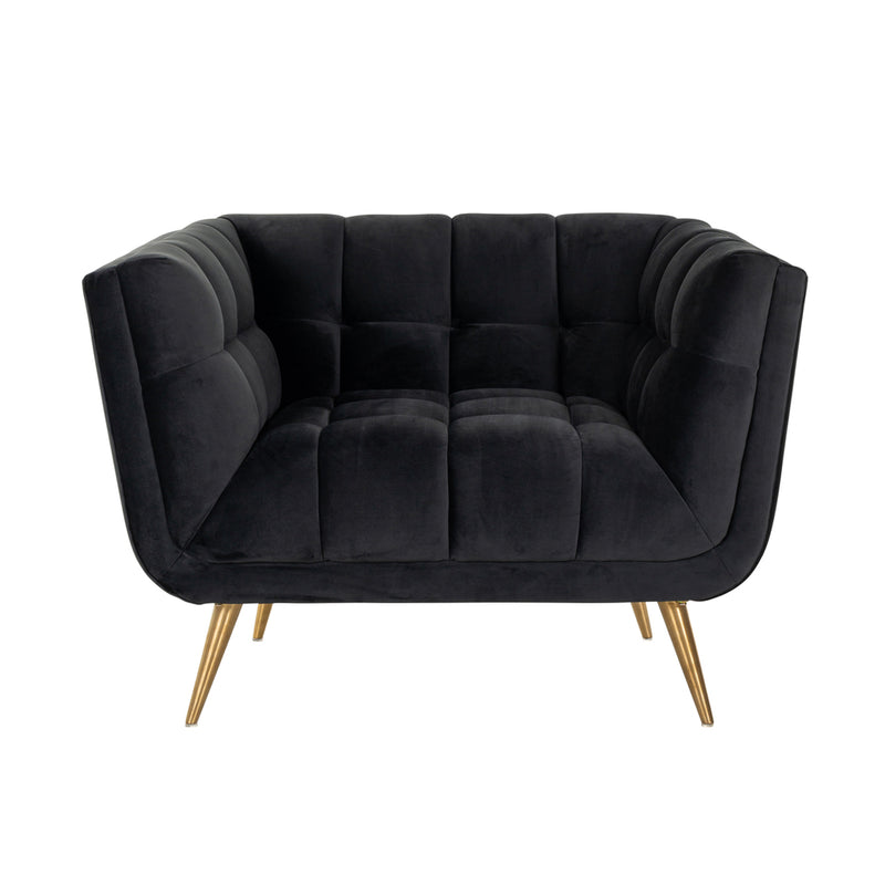 Fauteuil Huxley Antraciet velvet / Brushed gold - Majorr