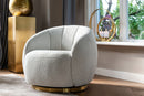 Draaifauteuil Jago white bouclé / brushed gold - Majorr