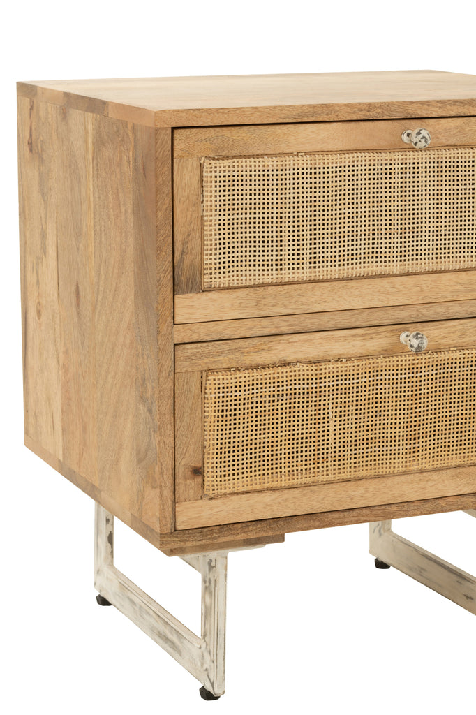 Bedside Table Weaving Wood Natural - Majorr