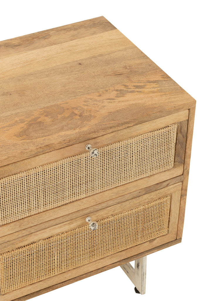 Bedside Table Weaving Wood Natural - Majorr