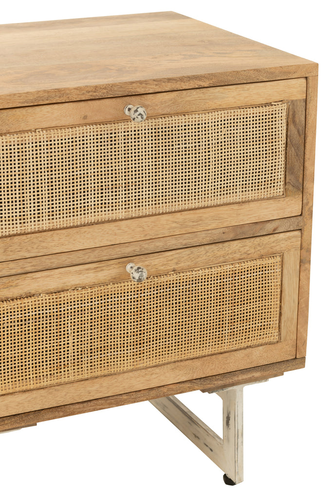 Bedside Table Weaving Wood Natural - Majorr