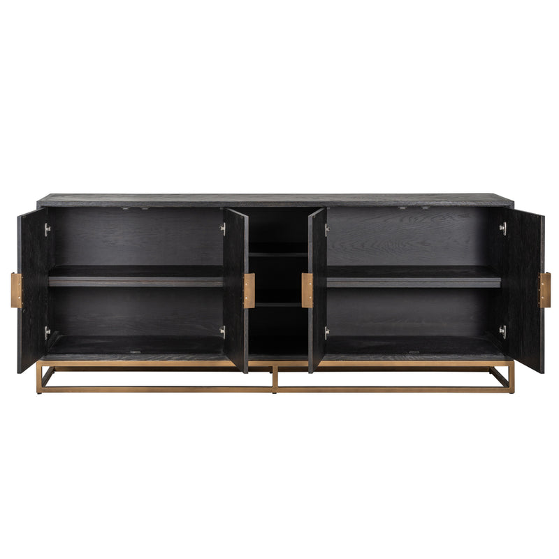 Dressoir Blackbone brass 4-deuren + open vak - Majorr