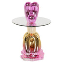 Bijzettafel Usha met glas (Pink) - Majorr
